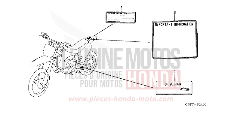 WARNETIKETT von CR85R "Big Wheel" EXTREME RED (R292) von 2006
